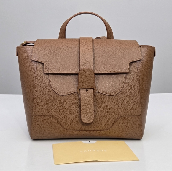 Senreve Handbags - LIKE NEW SENREVE MIDI MAESTRA CONVERTIBLE BACKPACK BAG PEBBLED CHESTNUT GOLD